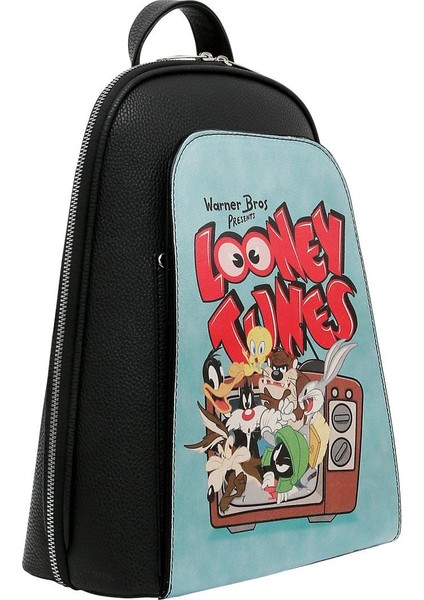 Kadın Vegan Deri Siyah Sırt Çantası - Warner Bros Looney Tunes The Toon Parade Tasarım fiyatları