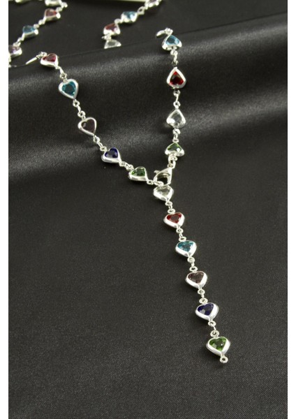 Yzlal Kalp Zirkon Taşlı Y Kolye-Gümüş Rengi fiyatları