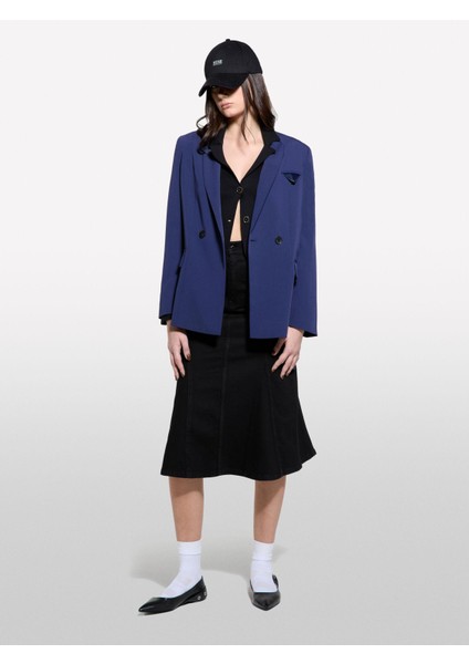 Streç Viskozlu Düğme Detaylı Regular Fit Blazer Ceket Kadın Lacivert Ceket - 325P2KVXLW02R indirimleri