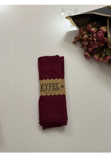 Ütü Gerektirmeyen Bordo Renkli Bambu Kraş Şal