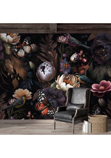 Gül Kelebek Desenli Duvar Kağıdı -Isı ve Ses Yalıtımı modelleri