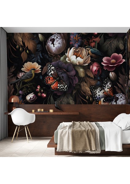 Gül Kelebek Desenli Duvar Kağıdı -Isı ve Ses Yalıtımı fırsatları