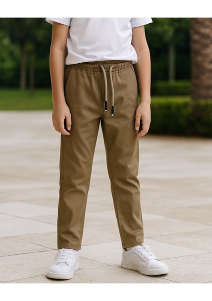 Çocuk Unisex Bağcıklı Keten Pantolon