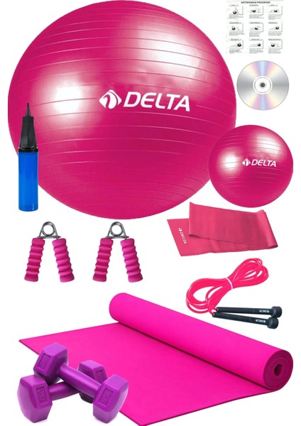 10 Lu Pilates Seti Pilates Matı Pilates Topu Pilates Lastiği 1kg Dambıl Seti El Bilek Yayı