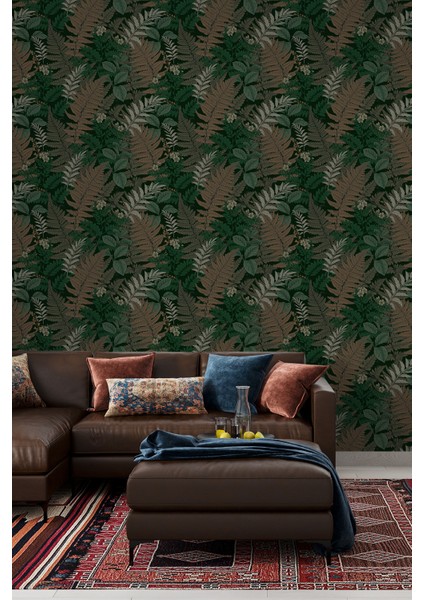 Yeşil Tropik Yapraklar 3 Boyutlu Isı ve Ses Yalıtımlı Duvar Kağıdı