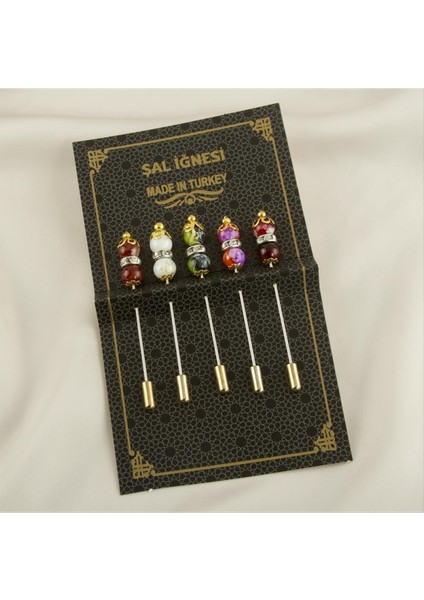 Yzlal 5 Adet Boncuk Şal Iğnesi-Renkli