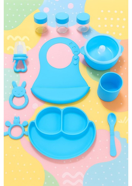 Silikon Mama Seti 11 Parça Mavi