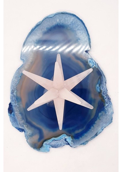 12 Noktalı Merkaba Yıldızı Pembe Kuvars Doğal Taş