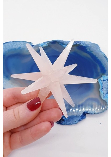 12 Noktalı Merkaba Yıldızı Pembe Kuvars Doğal Taş fiyatları