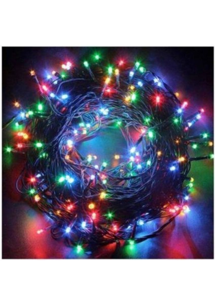 1 Adet Yeniyıl Karışık Renkli 100 Ampullü Pirinç Yılbaşı Işığı 5 Metre.