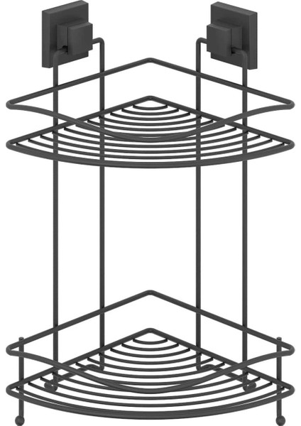 Banyo Köşe Rafı Kendinden Yapışkanlı 2 Katlı Kancalı Easyfix Siyah fiyatları