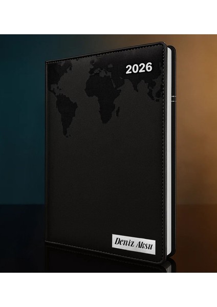 Kişiye Özel Isimli Termo Sert Kapak 2026 Siyah Ajanda -16, Öğretmenler Günü Hediyesi, Yeni Iş Hediyesi