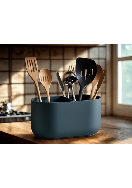 Ikizler Tezgah Üstü Şık Kaşık Bıçak Tezgah Standı - Mutfak Organizer Düzenleyici