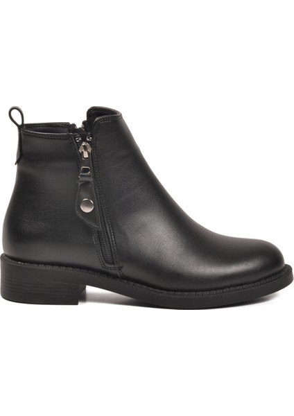 Siyah Cilt Polarlı Kaymaz Taban Kadın Topuklu Bot 224581 Z fiyatları