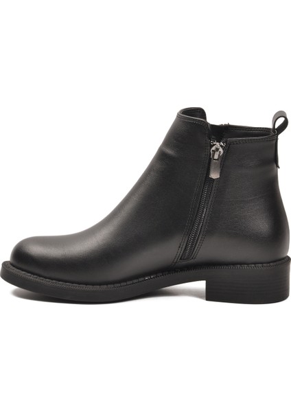 Siyah Cilt Polarlı Kaymaz Taban Kadın Topuklu Bot 224581 Z fırsatları