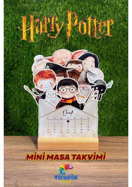 Harry Potter Temalı Ahşap Standlı Masa Takvimi 2026 Masa Takvimi