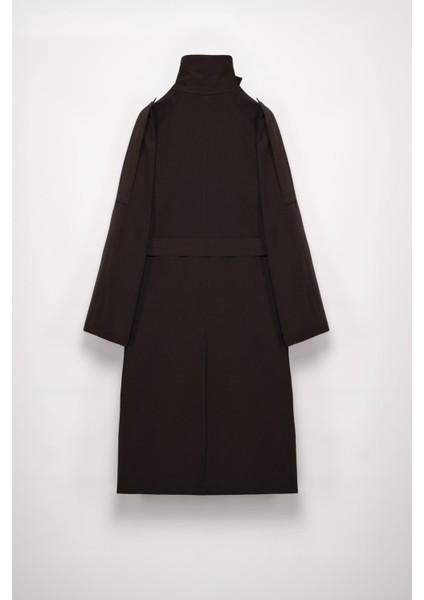 Kadın Kahverengi Dik Yaka Trençkot modelleri