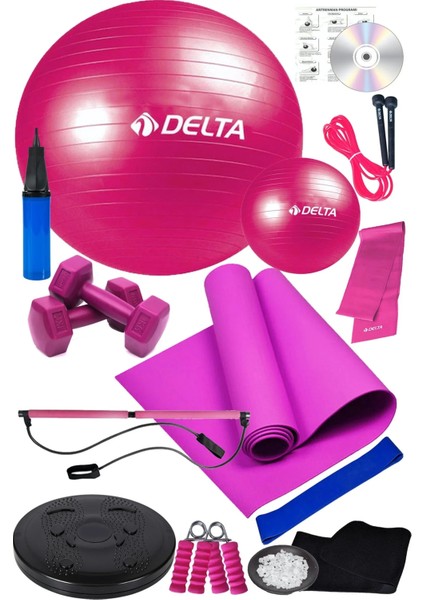 15 Li Pilates Barı Studio Seti Pilates Minderi Topu Twister Disk Aerobik Band Termal Kemer