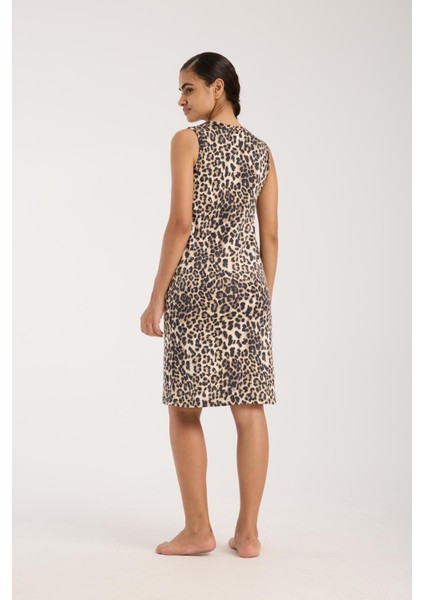 Kadın Leopar Desenli Gecelik