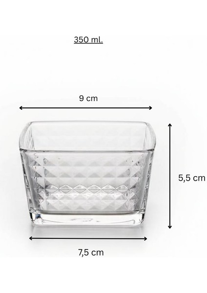 Piramit Desen Kahvaltılık Cam Kase Seti - 6 Adet - 350 Ml. fiyatları