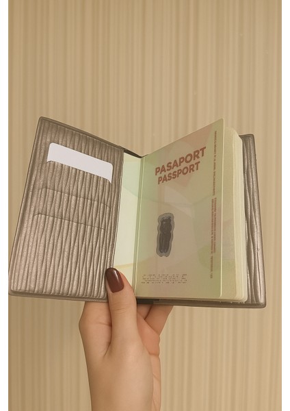 Isme Özel Deri Pasaport Kılıfı Pasaport Taşıma Cüzdanı - Sedef Premium Deri