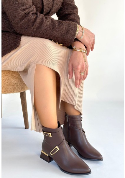 Tendy Premium Kahverengi Fermuarlı Topuklu Bot modelleri