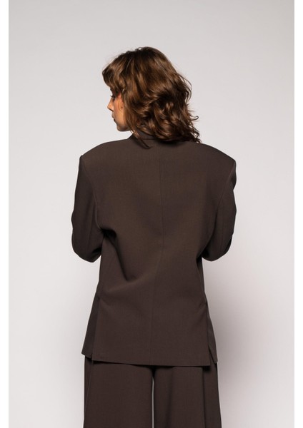 Kadın Kahverengi Basene Oturan Oversize Blazer modelleri