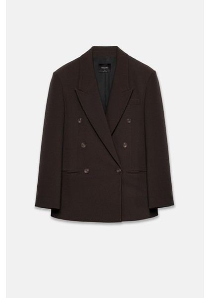 Kadın Kahverengi Basene Oturan Oversize Blazer fırsatları