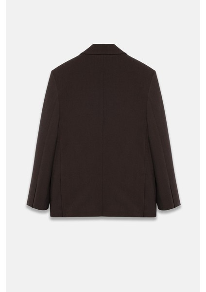 Kadın Kahverengi Basene Oturan Oversize Blazer