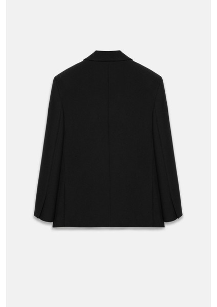 Kadın Siyah Basene Oturan Oversize Blazer