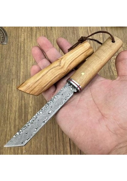 Damascus Tanto Japon Edc Zeytin Ağacı Sap fiyatları