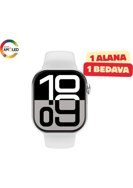 Watch 10 Series Akıllı Saat (2025 Versiyon 2 Kordon Hediyeli)