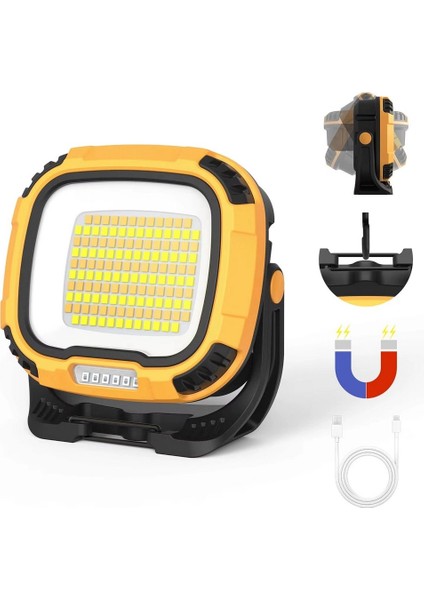 WS-582 LED Çalışma Feneri, 3500 Lümen, Powerbank Özellikli, Mıknatıslı, USB Şarjlı, Tripod Bağlantılı, Taşınabilir Aydınlatma Kamp, Avcılık, Acil Durum