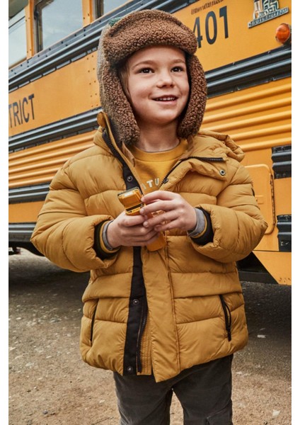 Erkek Çocuk 4-9 Yaş Uzun Dolgulu Mont Hardal