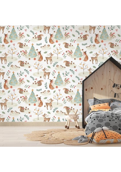 Çocuk Odası Orman Temalı Tek Parça Duvar Kağıdı -Isı ve Ses Yalıtımı Yırtılmaz fiyatları