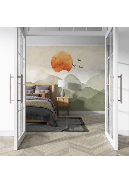Minimalist Günbatımı Desenli Duvar Kağıdı -Isı ve Ses Yalıtımı fiyatları