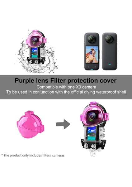 INSTA360 X3 Dalış Kasası Için Dalış Filtresi, Tüplü Dalışta Renk Düzeltmesi, Şnorkel ve Sualtı Fotoğrafları Videolar, Mor (Yurt Dışından) fırsatları