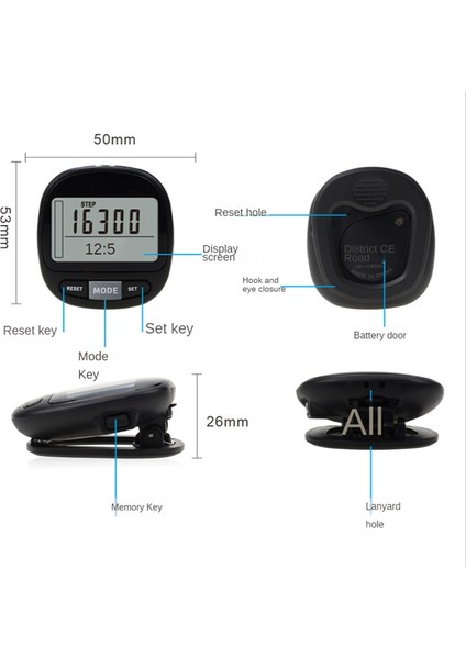 Klips ve Kayış, Kalori Tezgahı, 7 Günlük Bellek ile Yürümek Için 3D Pedometre. Erkek Kadınlar ve Çocuklar Için Doğru Adım Sayacı (Yurt Dışından) fırsatları