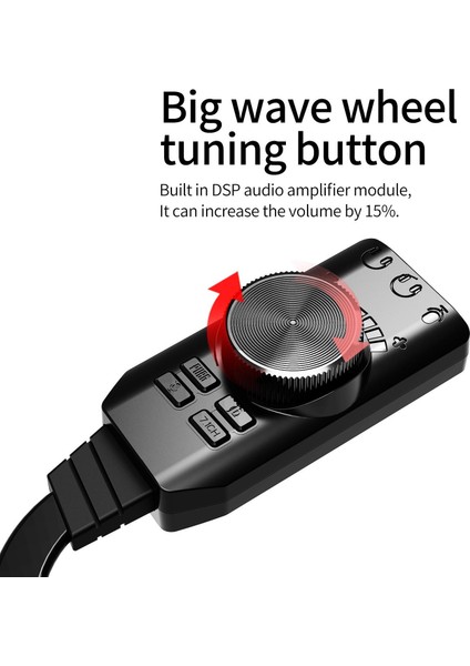 A4677 USB 2.0 Ses Kartı 7.1 Kanallı Pc ve Laptop Için Pubg Oyun Harici Ses Kartı 3.5mm-Kulaklıkla Tak ve Çalıştır Mikrofon Jakları Ses Kontrolü Mikrofon Oyunları Ses Efekti Yükseltme Adaptörü