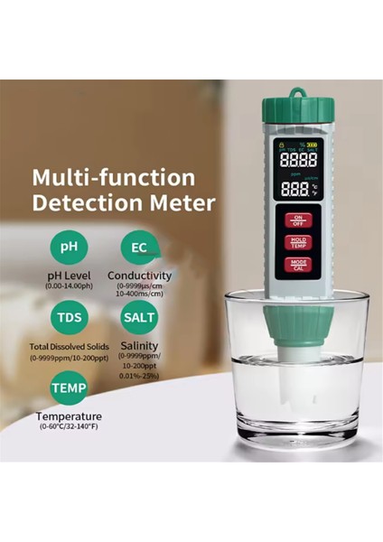 Dijital Klor Metre Ph Test Cihazı 5, 1 Ph/ec/tds/tuz/sıcak Test Cihazı Yüzme Havuzu Dedektörü Için Su Kalitesi Analizörü (Yurt Dışından) fiyatları