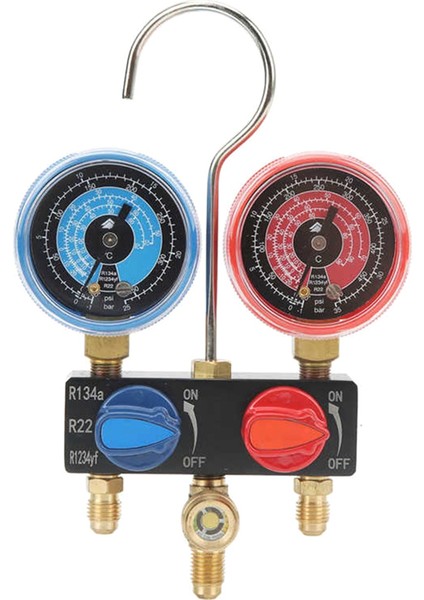 HS-M01 Soğutucu Teşhis Manifold Göstergesi G1/4 Durum Manometre Basınç Göstergesi Soğutma Araçları R22/R1234YF (Yurt Dışından)