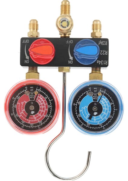 HS-M01 Soğutucu Teşhis Manifold Göstergesi G1/4 Durum Manometre Basınç Göstergesi Soğutma Araçları R22/R1234YF (Yurt Dışından) fiyatları