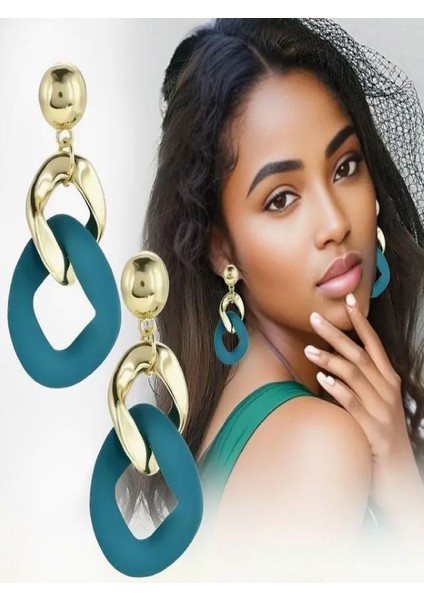 Elegant Sallantılı Yeşil Küpe