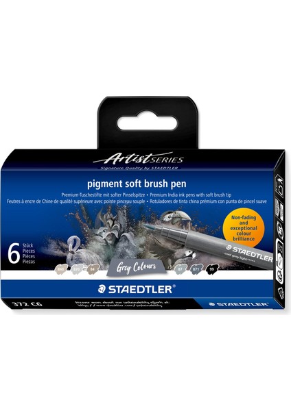 - Wiz Design / 372 C6 Staedtler Pigment Arts Kalem Gri Renkler 6'lı