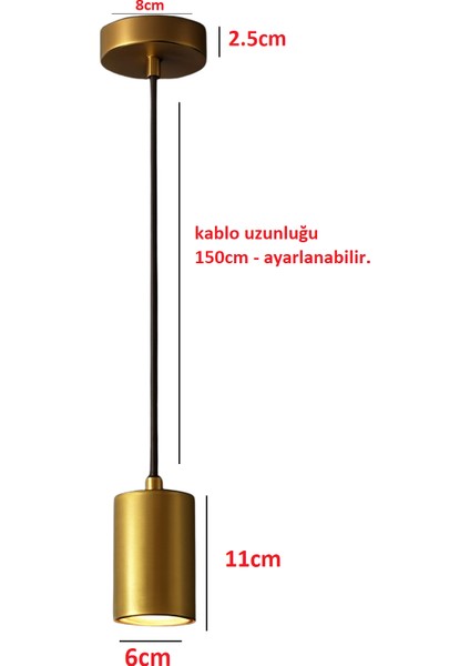 Modern Tasarım Yatak Odası Salon Mutfak Giyinme Odası GU10 Duylu Ampül Dahil Tekli Sarkıt Avize Goldkasa Günışığı modelleri