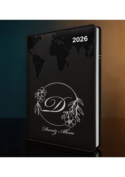 Kişiye Özel Isimli Termo Sert Kapak 2026 Siyah Ajanda -7, Öğretmenler Günü Hediyesi, Yeni Iş Hediyesi