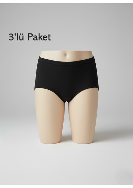 Kadın Külot Pamuklu Cotton 3'lü Paket Normal ve Battal Büyük Beden - Yıldız