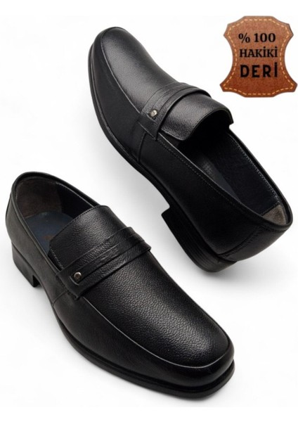 Erkek Iç Dış Hakiki Deri Ultra Rahat Ortopedik Tabanlı Hafif Mevsimlik Siyah Günlük Klasik Ayakkabı