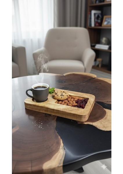 Doğal Ceviz Ahşap Bölmeli Sunum Tahtası | El Yapımı Kahvaltılık & Servis Sunumu (1,2,3,4 Bölmeli)