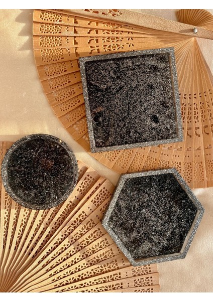 3'lü Set Şık, Dekoratif, Mücevher, Tabak ve Bardak Altlığı Seti Hediyelik Eşya